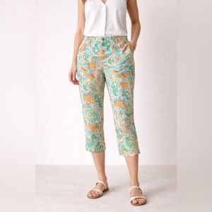 Lauren Ralph Lauren Petite Paisley Cropped Pant Cotton Stretch Summer Resort 14P